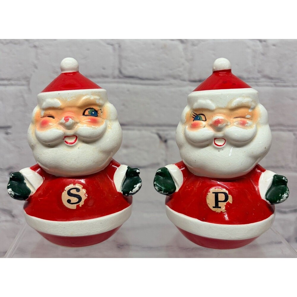 Vintage Christmas Holt Howard Winking Santa Claus Salt and Pepper Shakers 1960's